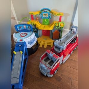 Paw Patrol Toy Set Lot Of Firetrucks Race Track And More